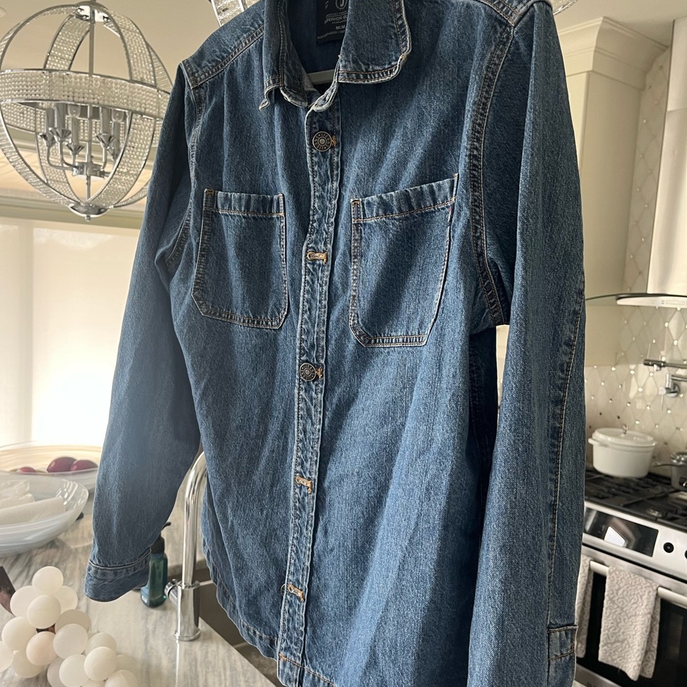Mens I jeans shirt size medium faded denim blue